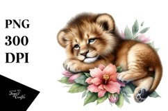 Digital Painting of Sleeping Baby Lion, PNG Product Image 1