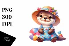 Cute Baby Otter Summer Sticker Clipart Product Image 3