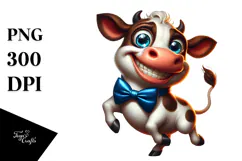 Watercolor Cow with Party Hat PNG Product Image 1