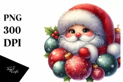 Cute Santa with Ornaments PNG Product Image 3