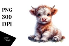 Cute Watercolor Highland Cow | Sublimation | Clipart Product Image 3