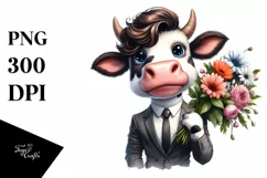 Cheerful Funny Cow Big Eyes Large Flower Bouquet Product Image 3