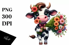 Cheerful Funny Cow Big Eyes Large Flower Bouquet Product Image 3