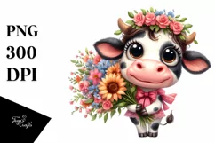 Cheerful Funny Cow Big Eyes Large Flower Bouquet Product Image 1