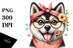 Standing Akita Watercolor Clipart Caricature Product Image 1