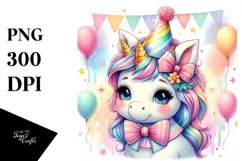 Colorful Baby Unicorn with Party Hat Product Image 1