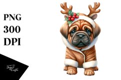 Expressive Baby Watercolor Mastiff, Winter Outfit PNG Product Image 1