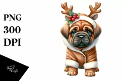 Expressive Baby Watercolor Mastiff, Winter Outfit PNG Product Image 1