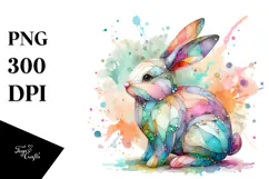 Colorful Pastel Bunny Made of on Splashy Background Product Image 1