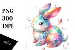 Colorful Pastel Bunny Made of on Splashy Background Product Image 1