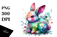 Colorful Pastel Bunny Made of on Splashy Background Product Image 1