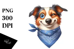Playful Dog with Bandana PNG Product Image 1