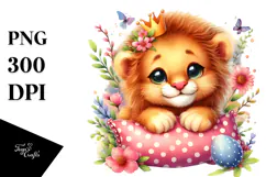 Relaxed Baby Lion in Watercolor Product Image 1
