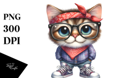 Funny Cat with Bandana and Fancy es | Clipart Product Image 1
