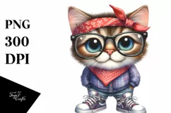 Funny Cat with Bandana and Fancy es | Clipart Product Image 3