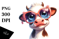 Exaggerated Silly Cow with Sunglasses PNG Product Image 1