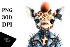 Cute Baby Giraffe Punk PNG Product Image 1