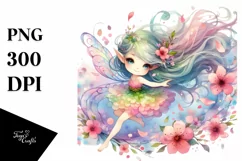 Colorful Cute Fairy Tumbling with Petals | Sublimation Product Image 1