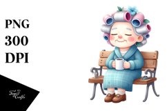 Old Lady Sitting on Bench | Clipart Product Image 1