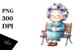 Old Lady Sitting on Bench | Clipart Product Image 3