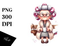 Old Lady Sitting on Bench | Clipart Product Image 3