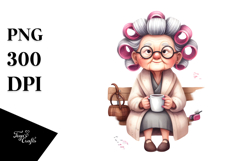 Old Lady Sitting on Bench | Clipart Product Image 1