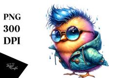 Funny Baby Bird Posing with Raincoat, Transparent PNG Product Image 1