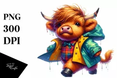 Funny Highland Cow Dancing, PNG Product Image 3