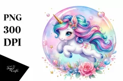 Colorful Baby Unicorn Twirling in Bubble, Transparent PNG Product Image 3