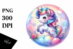 Colorful Baby Unicorn Twirling in Bubble, Transparent PNG Product Image 3