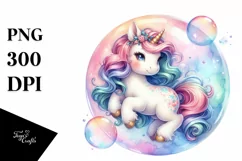 Colorful Baby Unicorn Twirling in Bubble, Transparent PNG Product Image 1