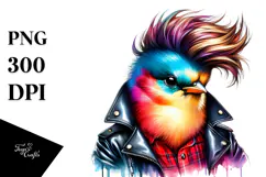 Aggressive Bird with Cool Haircut, PNG Product Image 1