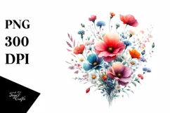 Colorful Wild Flowers | Sublimation | Clipart Product Image 1