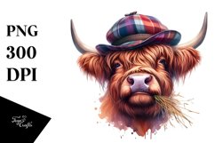 Highland Cow Portrait with Hay Straw Product Image 1