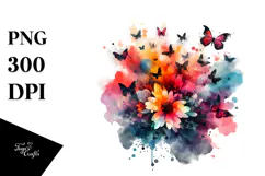 Colorful Butterfly Splash Painting PNG Product Image 1