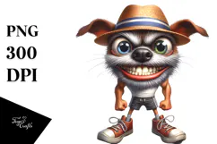 Watercolor Dog with Hat, Transparent PNG Product Image 1