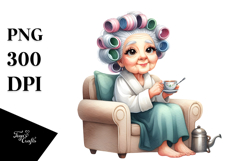 Old Lady Sitting on Couch | Clipart Product Image 1