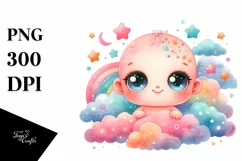 Cute Watercolor Baby Clouds | Sublimation Clipart Product Image 3