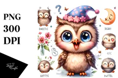 cute Baby Owl Smiling PNG Product Image 1