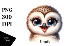 cute Baby Owl Smiling PNG Product Image 1
