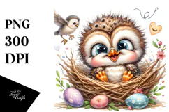 cute Baby Owl Smiling PNG Product Image 1