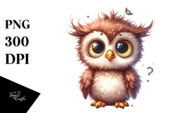Baby Owl Sitting Confused | Watercolor | Sublimation Product Image 1