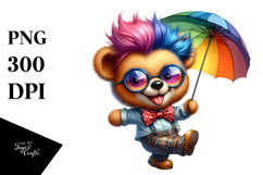 Cute Baby Bear Dancing with Goofy Smile PNG Product Image 1