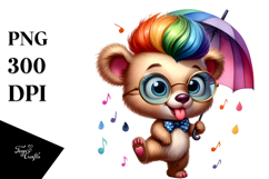 Goofy Bear with Cool Haircut, Umbrella Theme, PNG Product Image 1