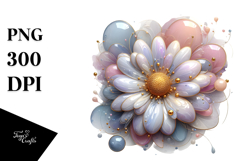 Glossy Daisy with Golden Frame PNG Product Image 1