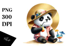Watercolor Panda Beachwear PNG Product Image 1