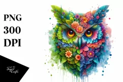Vibrant Owl with Flowers, Transparent PNG Product Image 3