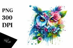 Vibrant Owl with Flowers, Transparent PNG Product Image 3