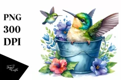 Vibrant Baby Hummingbird in Bucket | Sublimation | Clipart Product Image 3