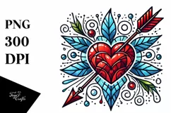 Stained Heart with Arrow, Transparent PNG Product Image 1